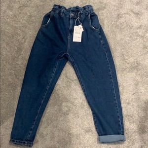 Zara high waist ruched mom jeans